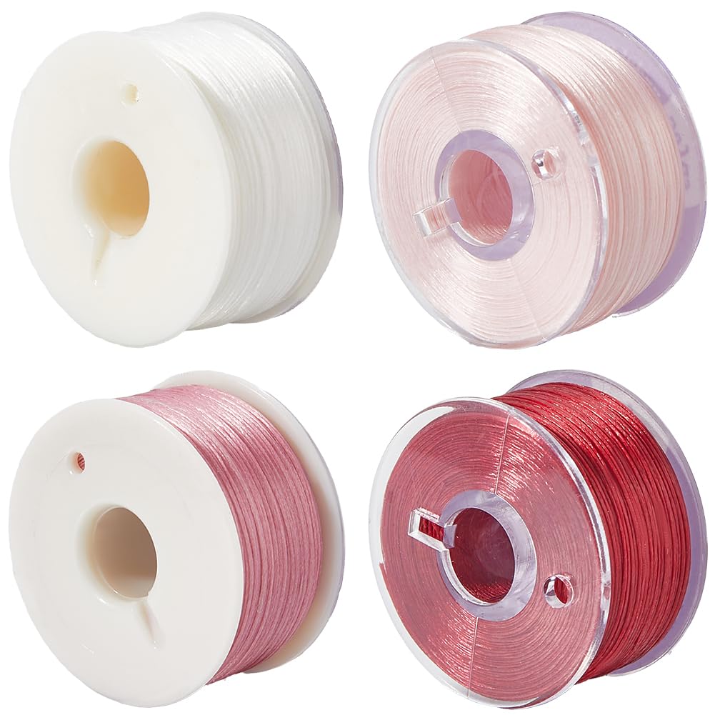 SUNNYCLUE 1 Box 4 Rolls 0.1mm Polyester Beading Thread Seed Bead String Thin High Gloss Knotting Cord Weaving Silky Satin Thread for Beading Bracelets Necklace jewellery Making DIY Crafts Accessories