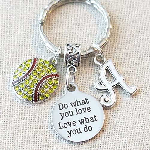 SOFTBALL Keychain, Do What You Love Love What You Do