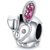 Bolenvi BOLENVI Pink Crystal Rabbit Easter Bunny Charm Pendant Bead 925 Sterling Silver Fits Pandora and Similar Charm Bracelets or Necklaces - Best Easter Gifts