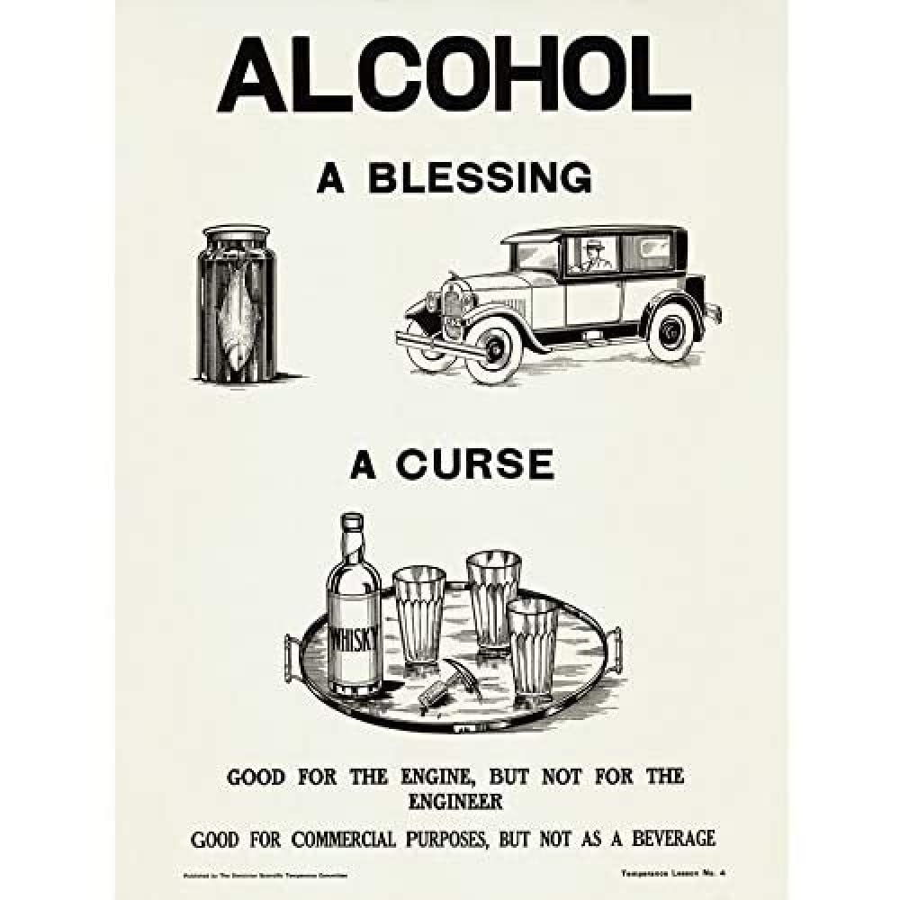 Artery8 Temperance Movement Alcohol Warning Bless Curse Ad Art Print Canvas Premium Wall Decor Poster Mural
