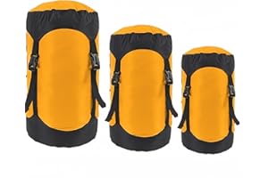 Wzenclave 3 Pieces Nylon Compression Sack Set for Sleeping Bag, Lightweight Stuff Bag Organizer Set (XS+S+M) for Camping Back