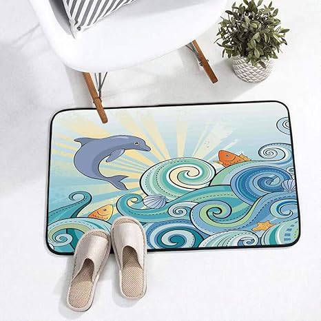 Badematte 75 x 45cm rutschfest-BadvorlegeMeerestiere Dekor, Cartoon