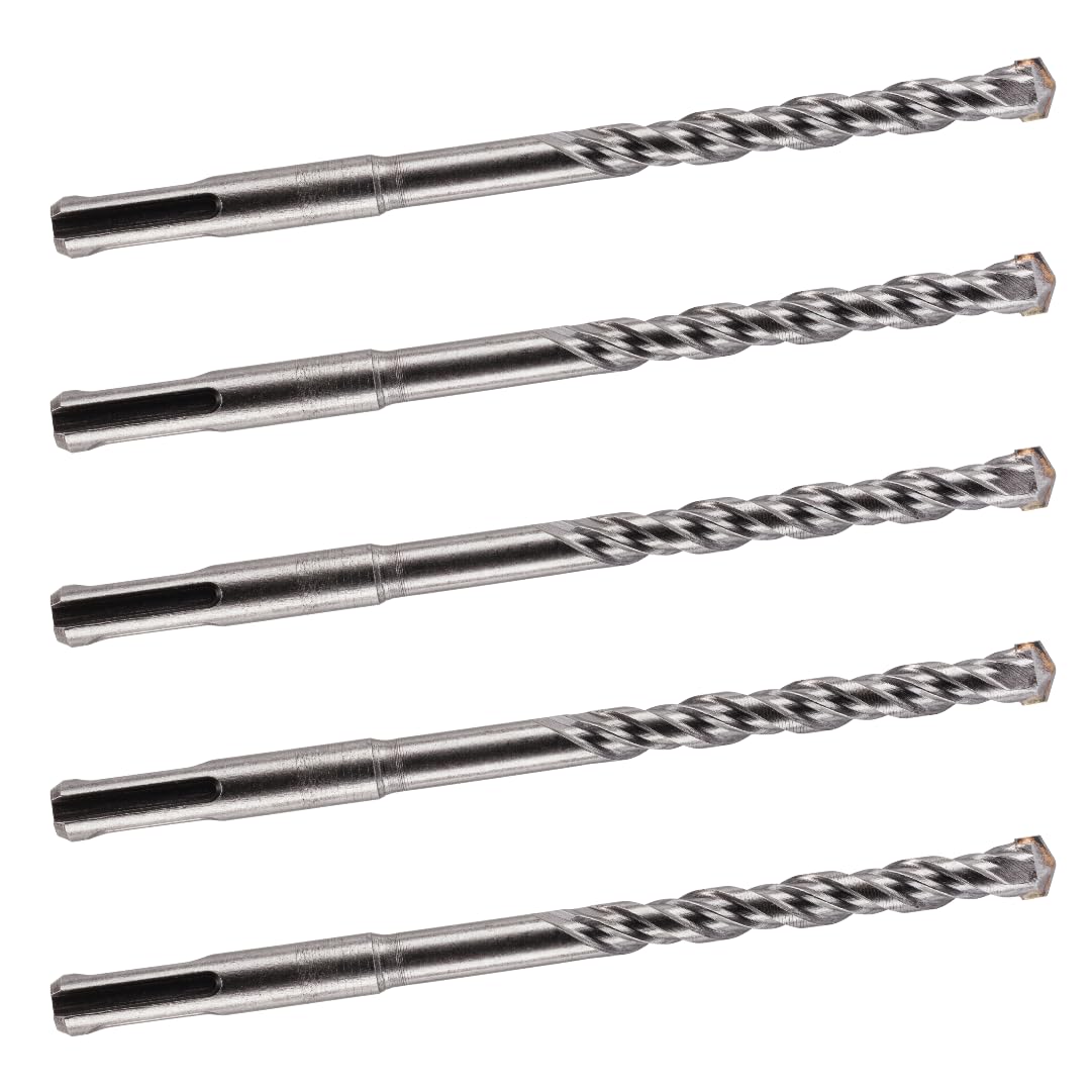 5 PACK OF - 12mm x 160mm LONG SDS + PLUS MASONRY DRILL BIT, TUNGSTEN CARBIDE TIP, FOR STONE CONCRETE BRICK