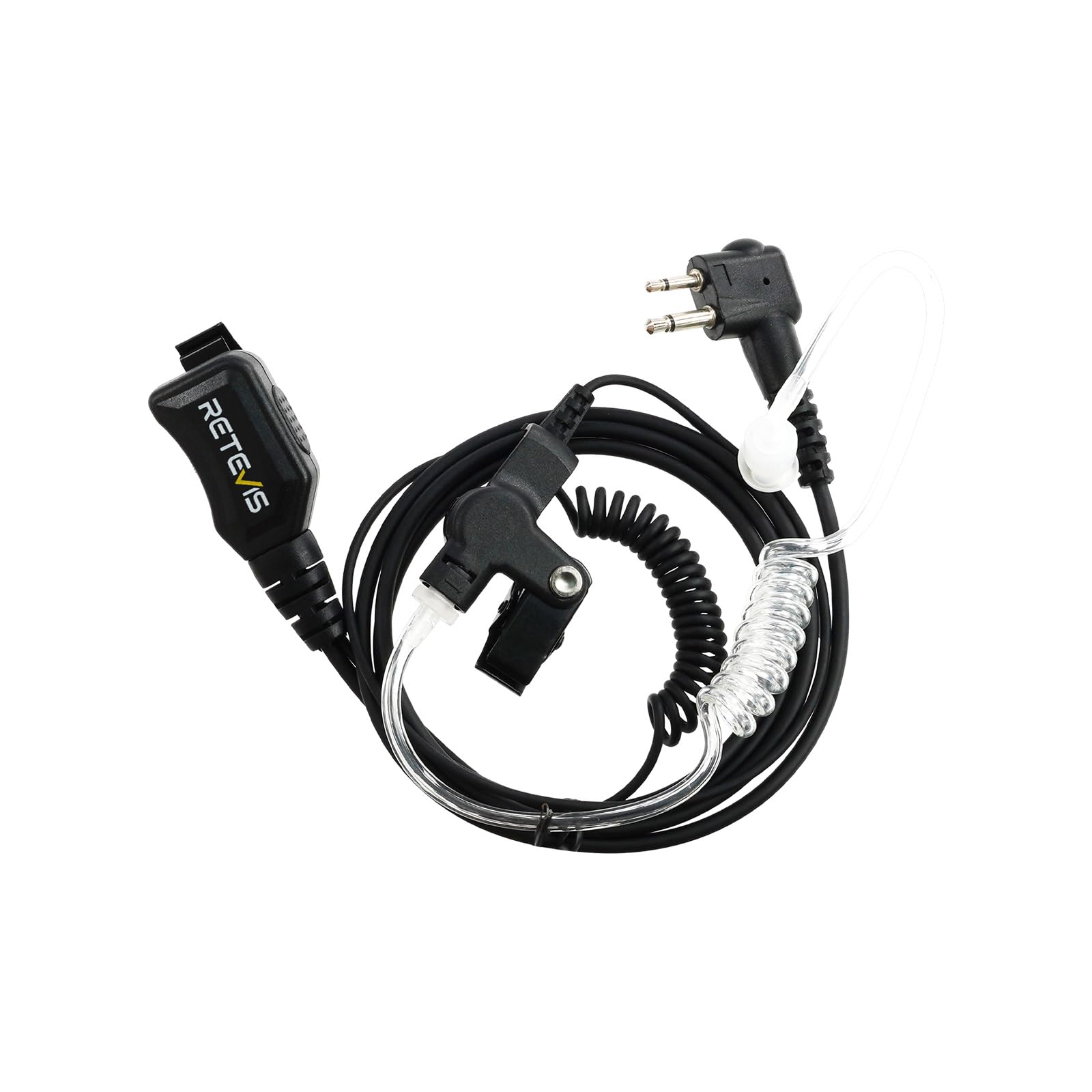 Retevis Walkie Talkie Earpiece, 2 Pin Security Headset, Radio EarPiece Compatible with Motorola CP040 CP140 CP88 CP1200 GP300 GP2000 HYT-TC500 Two Way Radio(1 Pcs)