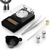 MAXUS Digital Milligram Scale 50g/0.001g, Compact Mg Scale, 2 x 20g Weights | Black Powder Scale for Reloading, 6 Units, Tare, Counting, USB/Battery Powered, for Jewelry, Gold, and other micro items