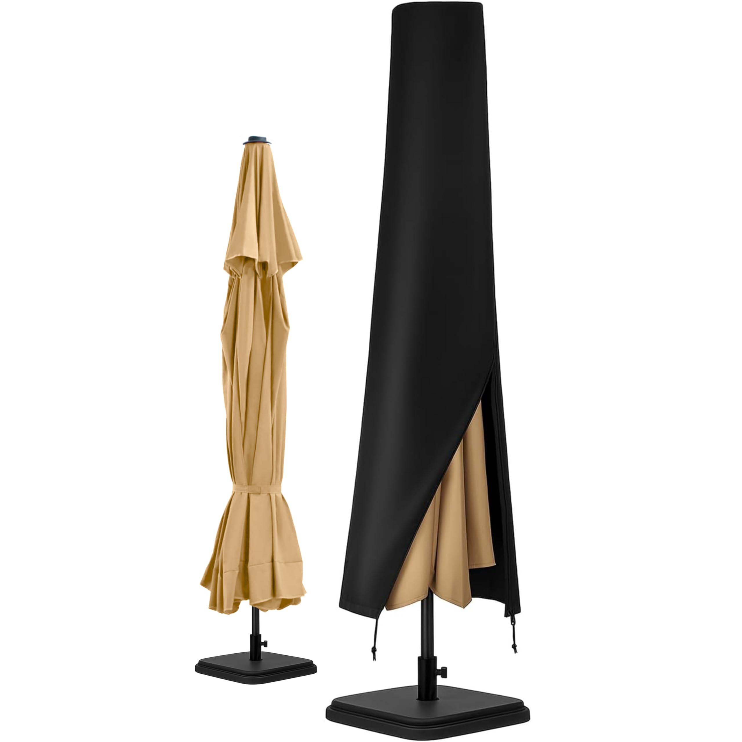 Parasol Covers Waterproof with Zipper (170 * 25 * 50 cm) - Parasol Covers Heavy Duty for Garden and Outdoor - Rip Proof, UV Protection and Weather Resistant Parasol Cover for Garden Umbrella (Black)