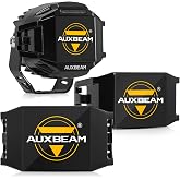 Auxbeam 4In Pod Light Covers, Black Cube Offroad Light Cover, V-MAX Series | Fit for ZD000849/ZD000850, 4'' Cube Pod Light Covers, Polycarbonate Protective Lens, Waterproof and Dustproof, Snap-On Design