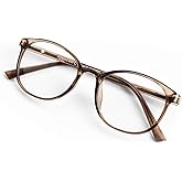 FONHCOO Blue Light Blocking Glasses Women Men TR90 Round Computer Eyeglasses (Coffee)