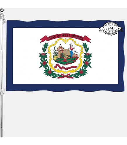 TOPFLAGS West Virginia Flag 3x5 Made In USA-Double Sided And 3 Ply WV State Flags