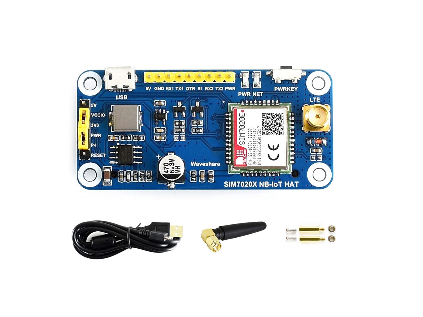 Waveshare NB-IoT HAT for Raspberry Pi and Jetson Nano Based on SIM7020E B1/B3/B5/B8/B20/B28 Bands for Europe Asia Africa Australia for Intelligent Instruments Asset Tracking Remote Monitoring…