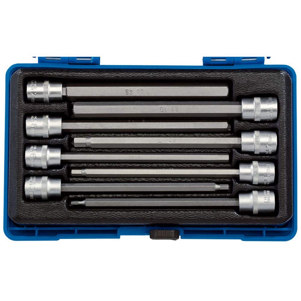 Draper 16287 3/8 Inch Square Drive Hexagonal Socket Bit Set, 150mm , Blue