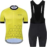 Men's Cycling Jersey Set Road Bike Shorts Sleeves Jersey Zipper Pokcet Bib Shorts with 20D Gel Pad Biking Clothing Sets