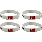 LLBFHH 4 Pcs Turkey Turks Country Flag Rubber Bracelets, National Flag Silicone Bracelet, Rubber Wristbands Patriotic Decorations Gift