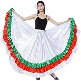 Adult Ruffles Black Red Green Maxi Long Dance Skirt Folklorico Skirt for Mexican Flamenco Halloween Costume
