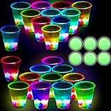 Glowing Party Beer Pong Game for Indoor Outdoor Party Event Fun, Pack with Flashing Color Bright Glow-in-The-Dark Colors for 