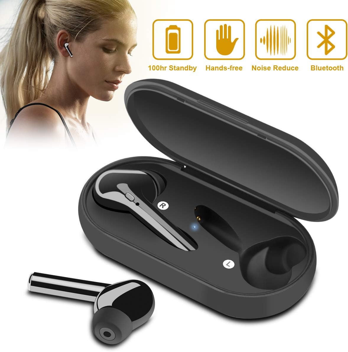 Bluetooth Earbuds，Bluetooth 5.0 Wireless Earbuds Builtin