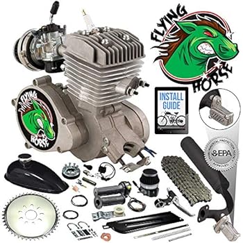 Flying Horse 66/80cc EPA Approved Silver Angle Fire 2-Stroke Bicycle Engine Kit