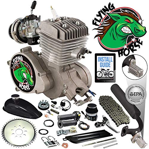 Flying Horse 66/80cc EPA Approved Silver Angle Fire 2-Stroke Bicycle Engine Kit
