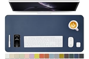HOMIEAZICOZI Leather Desk Mat - Non-Slip PU Desk Pad for Office and Home - Desk Organization and Accessories - Ideal for Large Mouse Pad and Desk Mats on Top of Desks (Dark Blue,36"x 17")