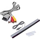 Aokin AV Cable and Sensor Bar for Wii Wii U, Audio Video AV Cable Cord and Wired Infrared Ray Sensor Bar for Nintendo Wii and Wii U