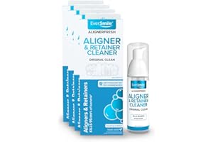 EverSmile AlignerFresh Original Clean - The Original Cleaning WhiteFoam On-The-Go Clear Retainer Cleaner for Invisalign, Dentures, ClearCorrect, Essix, Vivera & Hawley Trays/Aligners. (50ml - 4 Pack)