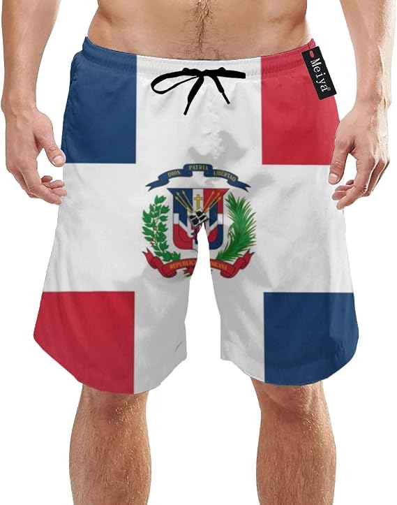 Bañador Para Hombre De Poliéster Secado Rápido - Estampado Hawaiano, Con 3 Bolsillos Y Cordón Ajustable, Tallas S-3XL