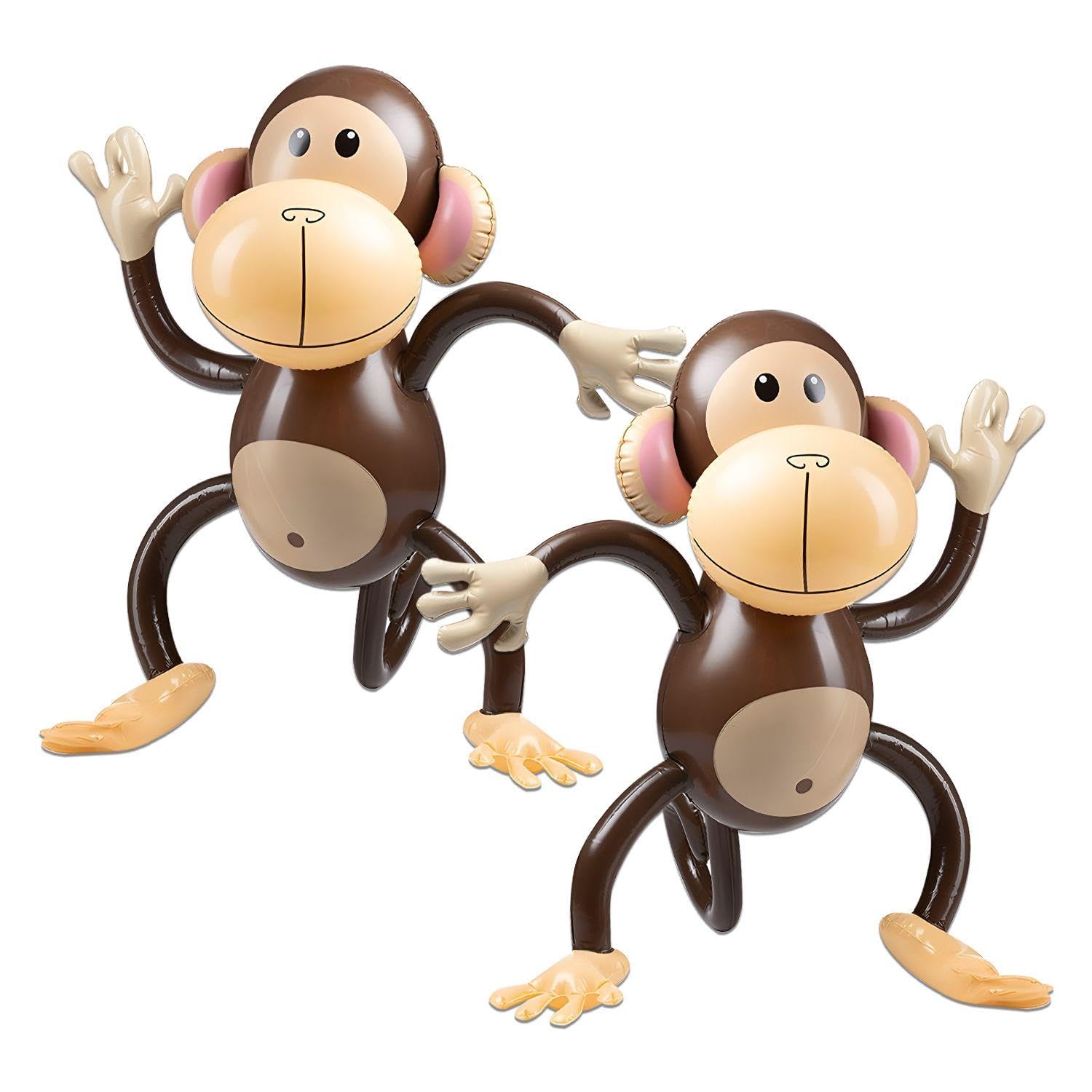 USHXVG 2 Monkey Balloons, Brown, Animal, Pool Party Decorations, Jungle Theme Decoration, Inflatable Pool Toys