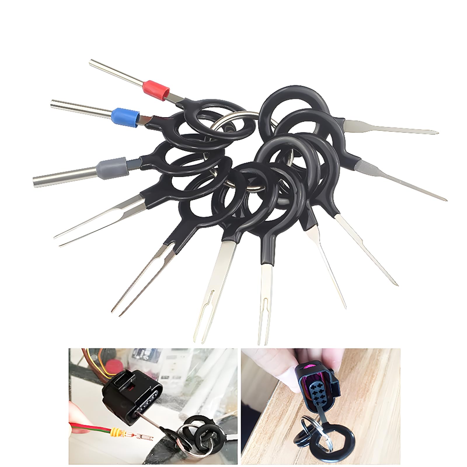 CESFONJER 11 Pcs Auto Terminals Removal Tool Set, Car Electrical Wiring Crimp Connector Pin Extractor Kit for Car Repair