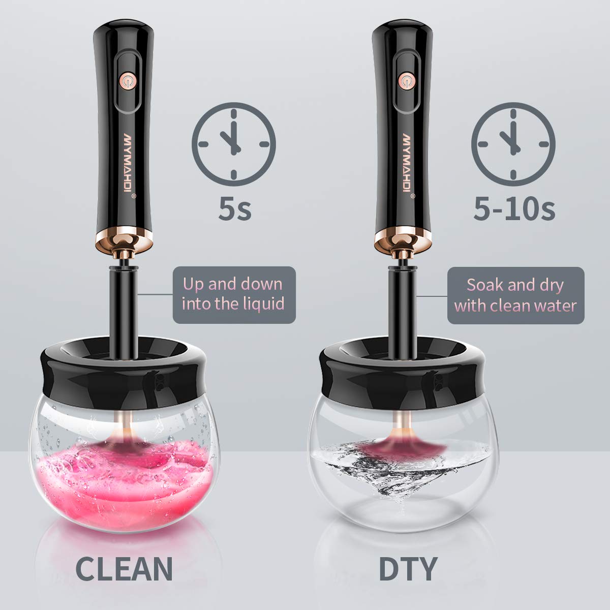 Mymahdi makeup brush cleaner and dryer machine, Electric and Automatic with 8 Collars matching Different Cosmetic Brushes: Beauty