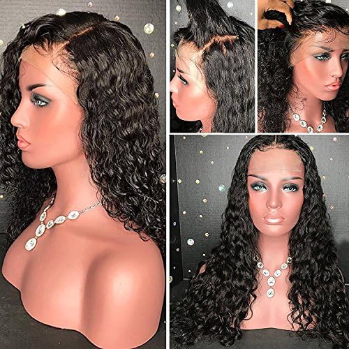 8A Glueless Lace Front Human Hair Wigs for Black Women Curly Brazilian Virgin Hair Full Lace Wig with Baby Hair(18inch with 180 density,Lace Front Wig)