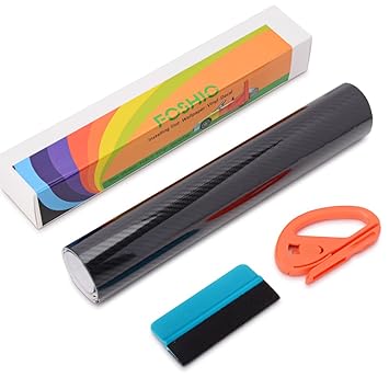 FOSHIO 5D Autofolie Carbonfolie Set Vinyl Wrapping mit Selbstklebender Car Wrapping folie, Profi Folienschneider Cuttermesser