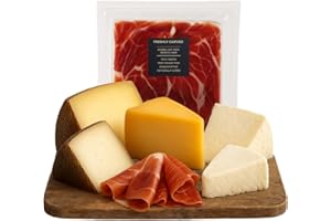 GENERIC Spanish Cheese Assortment + FREE 2.5 oz Jamón Ibérico de Bellota – 8 oz Manchego, Idiazabal, Mahon & Goat Cheese | Gourmet Sampler Set | Authentic Imported from Spain | Vacuum-Sealed Fresh