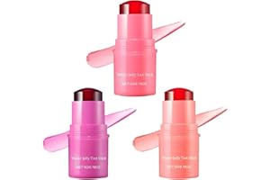 Hannahcos 3Pcs Milk Cooling Water Jelly Tint,Sheer Lip & Cheek Stain,Long Lasting Milk Jelly Blush Stick-1,000+ Swipes Per Stick - Vegan