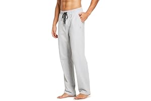 baleaf Men's Sweatpants Yoga Lounge Cotton Pajama Pants Casual Open Bottom Straight Leg Stretchy Sweat Pants with Pockets