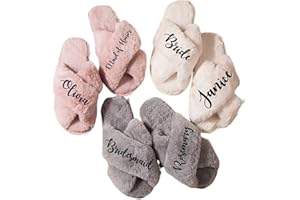 Personalized Bridesmaid Slippers, Custom Bridesmaid Gifts for Wedding Day Bride Slippers Shower Slippers
