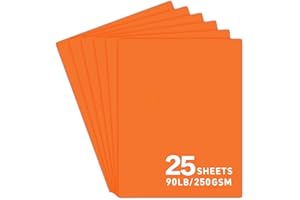BONMIY 25Sheets Orange Cardstock Paper, 8.5 x 11 Card stock for Cricut, Thick Construction Paper for Card Making, Scrapbooking, Craft 90 lb / 250 gsm (Orange)