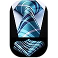 HISDERN Mens Ties Plaid Tie and Pocket Square Set Classic Woven Formal Checkered Neckties & Handkerchief Wedding Party