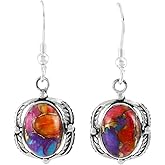 Turquoise Earrings 925 Sterling Silver & Genuine Gemstones (Choose Color)