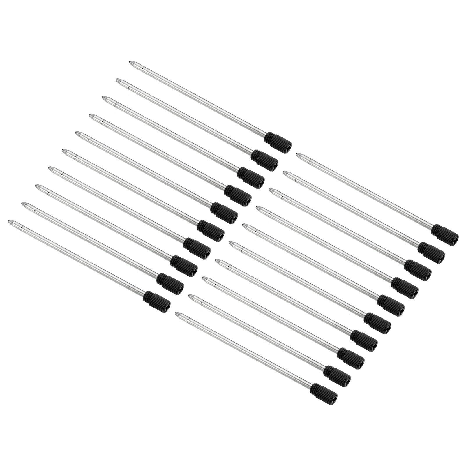 PATIKIL 0.6mm Pen Ink Refills, 20 Pcs Ballpoint Refill Medium Point Metal Compatible Replaceable Replacement for Pen Writing Office, Black