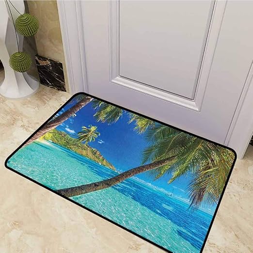 DESPKON Entryway Rug Image of a Tropical Island with The