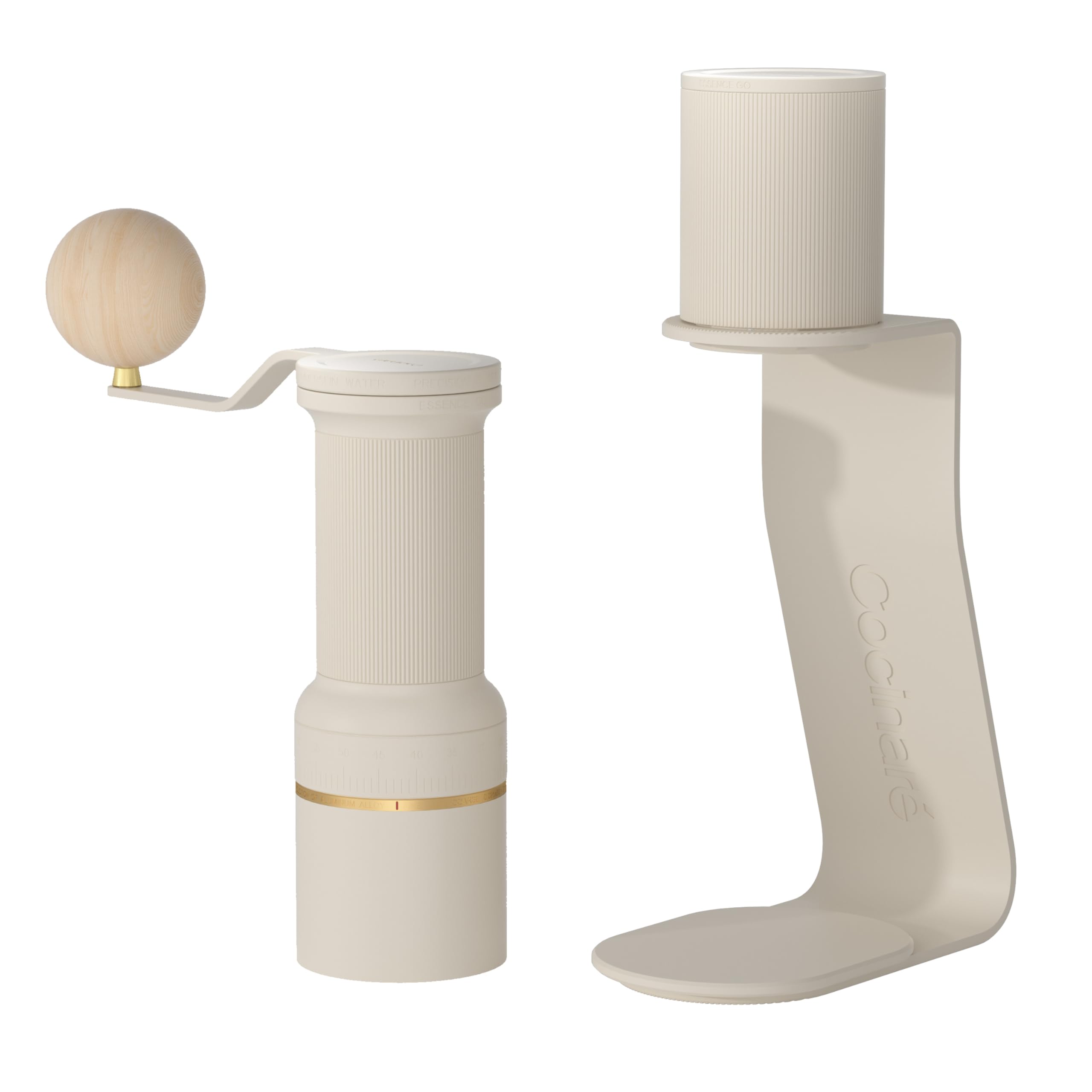 Photo 1 of Cocinare ESSENCE DUO B38 Ultra Coffee Grinder - Electric Wireless 2-in-1 Removable Countertop Manual Grinder Kit, 80 Precision Setting, GhostEdge Burr - Design for Pour-over & Espresso (Vintage White)