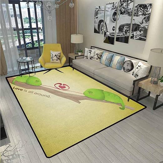 Amazon Com Animal Throw Rugs Bath Rugs Bath Rugs For Bathroom Tree Reptiles On The Branch Valentines Love Is All Around In Planet Earth Chair Mat For Carpet Green Cream Yellow 4 X