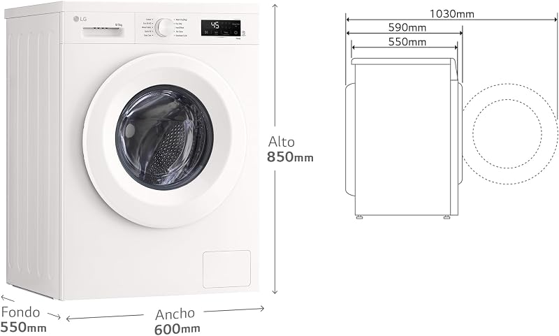 LG W4X1085NWH - Inversor Direct Drive Washer Dryer 8/5kg, 1400 rpm, 6 Motion, Vapor a vapor, Wi-Fi ThinQ, A Classificação (Lavagem) E (Secagem, Série 140, Branco