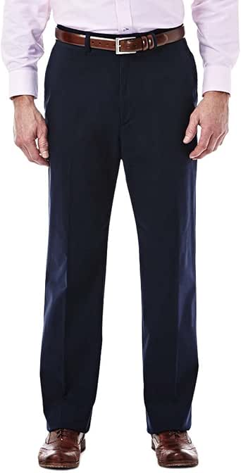 Haggar Men's Expandomatic Casual Stretch Solid Classic Fit Plain Front Pant at Amazon Menâs 