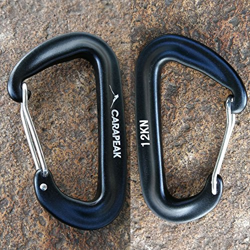 CARAPEAK 12KN Mini Wiregate Aluminum Lightweight 6 Packs Set Hammock Snag Free Carabiners Asymmetric D Shape Black Blue Orange
