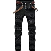 TIRANGER C Men's Ripped Skinny Slim Fit Stretch Distressed Destroyed Jeans Denim Pants