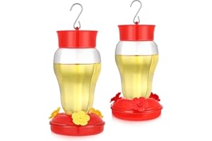 Petbank Hummingbird Feeders for Outdoors, 2 Pack Plastic Hummingbird Feeders with 3 Feeding Port and Anti-Proof Moat, Hummingbird Feeders for Outdoor Hanging, with S Hook & Cleaning Brush, 16OZ