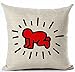 Andreannie Happy Holiday Merry Christmas Y'all in Red Gifts Snowflake Cotton Linen Throw Pillow Case Cushion Cover Sofa Car Home Office Decorative Square 18 X 18 Inches