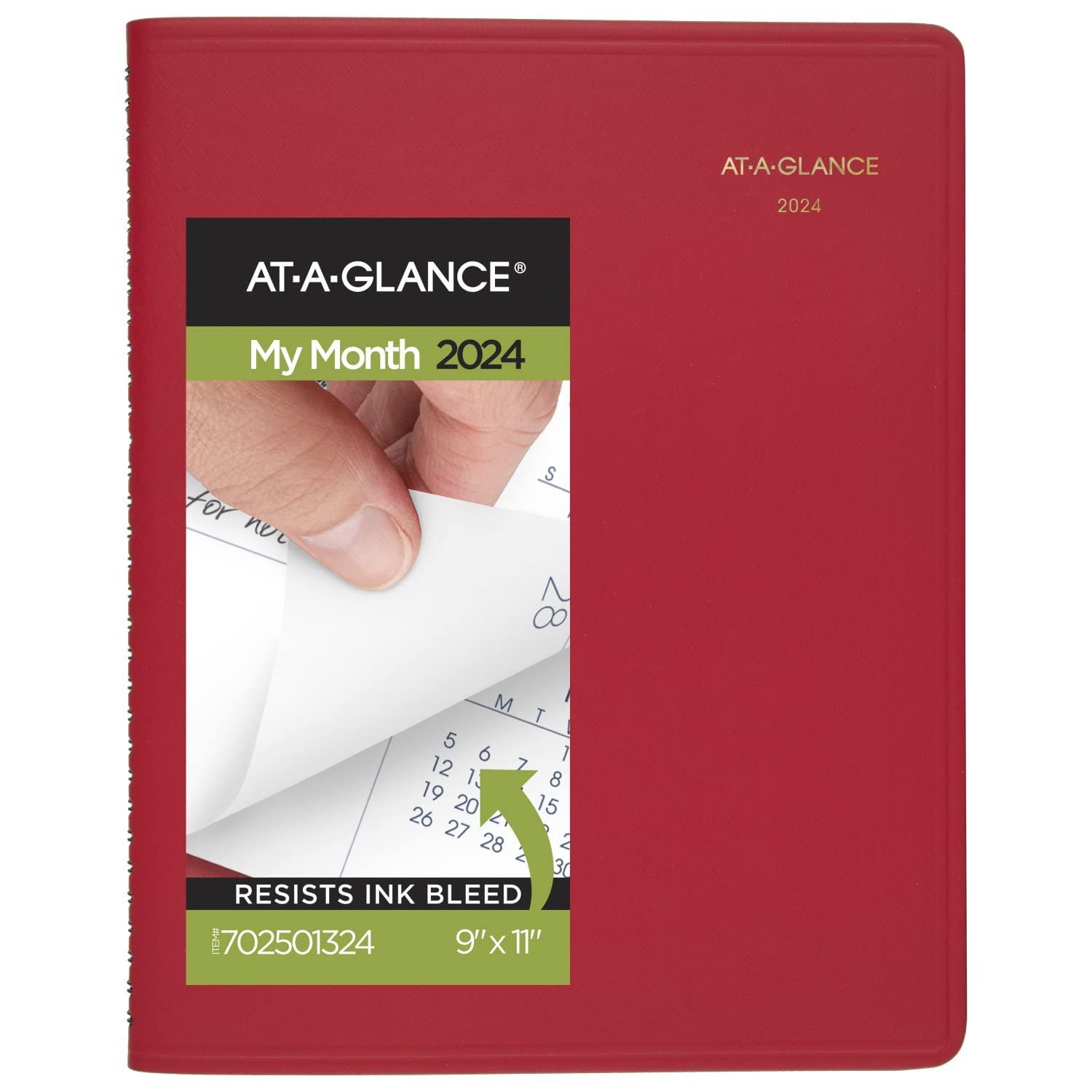 AT-A-GLANCE Fashion 2024 Monthly Planner, 9" x 11", Large, Red (702501324)