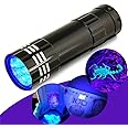 UVs Torch LED Black Light Flashlight Ultraviolets Torch 9 Led UVs Flashlight, Find Pet Urine Stains on Clothes Floor Carpet Rugs & Authenticate Currency, Camping Outdoor LED Torch Flashlight Black
